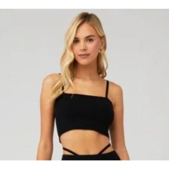 4th & Reckless Scorpios Black Strappy Back Crop Top w/ Wrap Tie Detail NWT - Siz - Picture 1 of 9